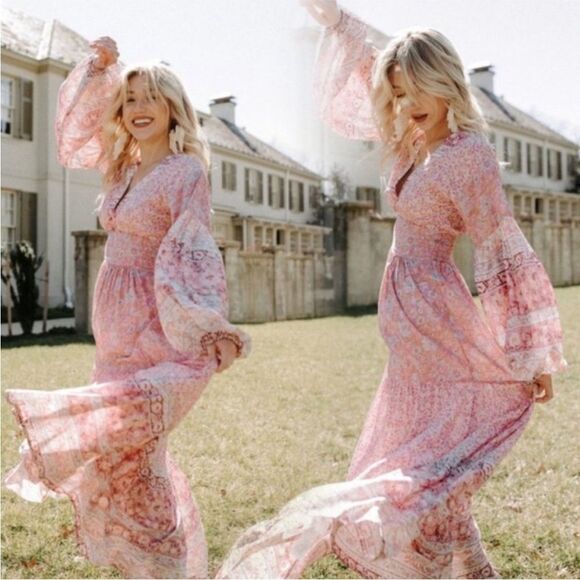 Billabong Cosmos Pink Floral Boho Maxi Dress Size XS - Picture 1 of 12